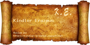 Kindler Erazmus névjegykártya